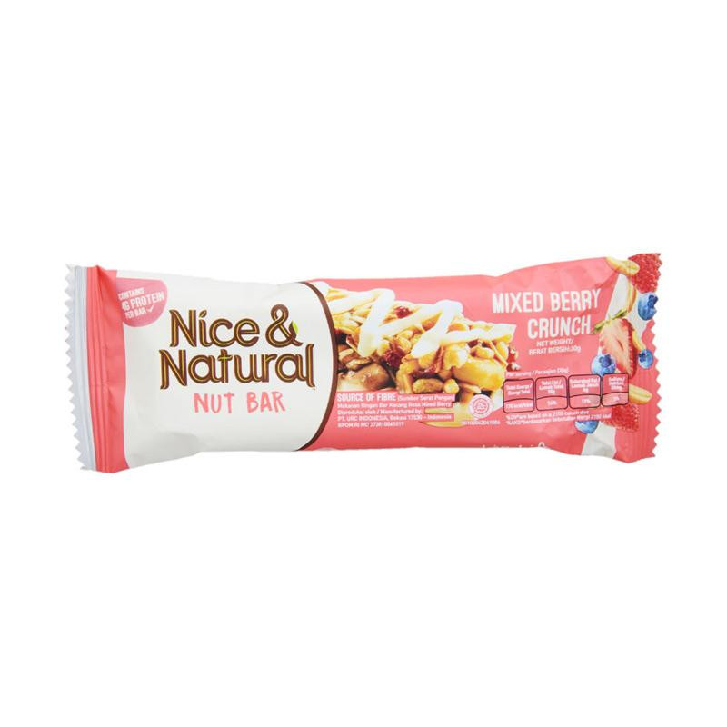 NICE&amp;NATURAL NUT BAR 30G MIXED BERRY CRUCH X 12