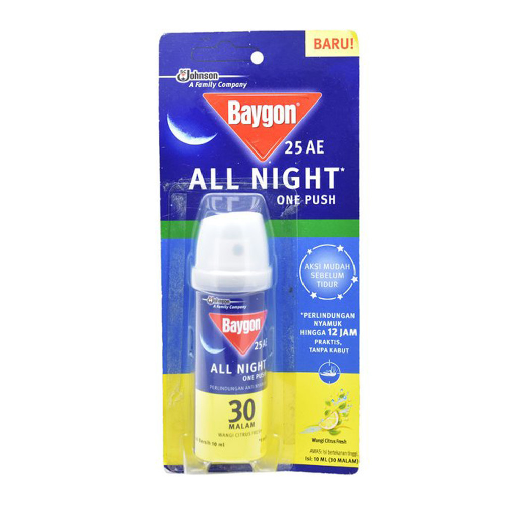 BAYGON ALL NIGHT ONE PUSH 10ML CITRUS