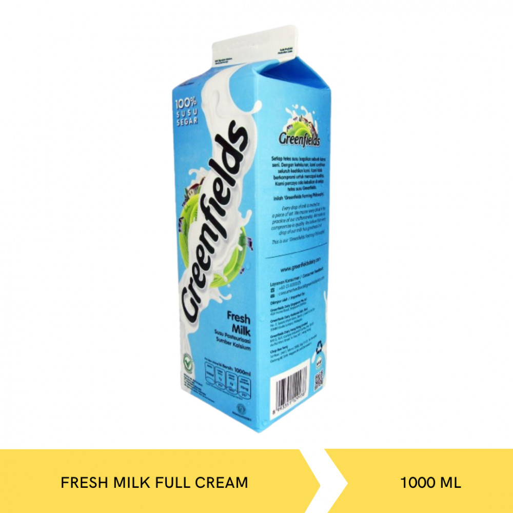 GREEN FIELDS FRESH MILK FULL CREAM 1000ML X 12