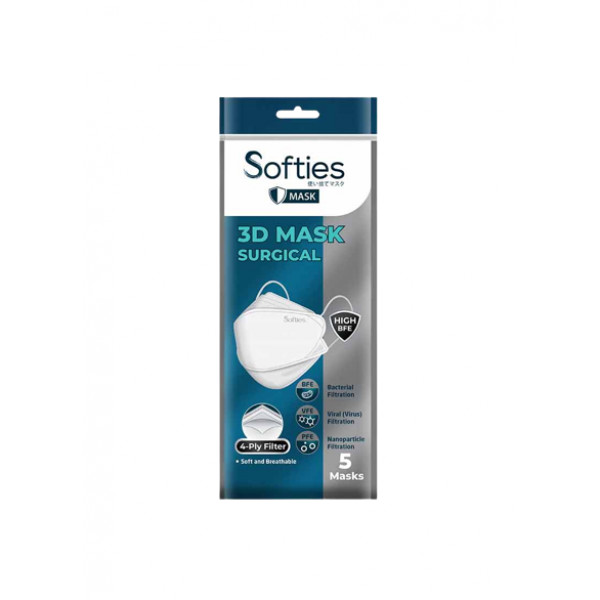 SOFTIES MASK 4 PLY SURGICAL 3D 5`S X 90