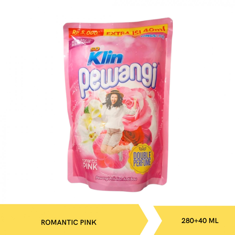 SOKLIN PEWANGI ROMANTIC PINK POUCH 280ML+40ML  X 24