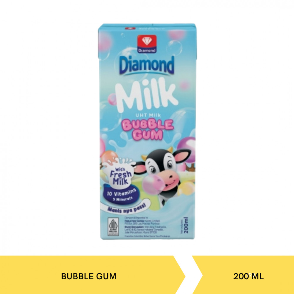DIAMOND UHT MILK BUBBLE GUM 200ML X 24