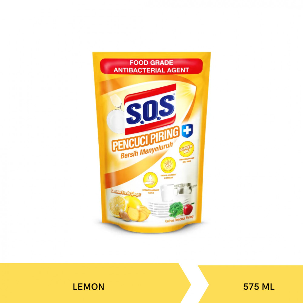 SOS DISHWASH LEMON POUCH 575ML X 12