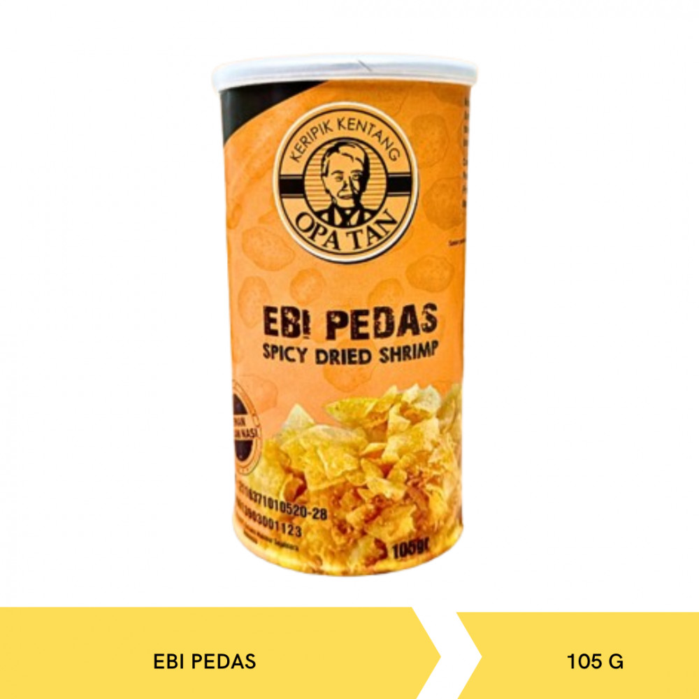 OPA TAN KERIPIK KENTANG EBI PEDAS TIN 105G