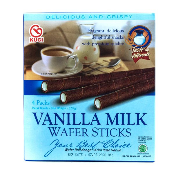 KUGI WAFER STICK VANILLA MILK PACK/4 320G X 12
