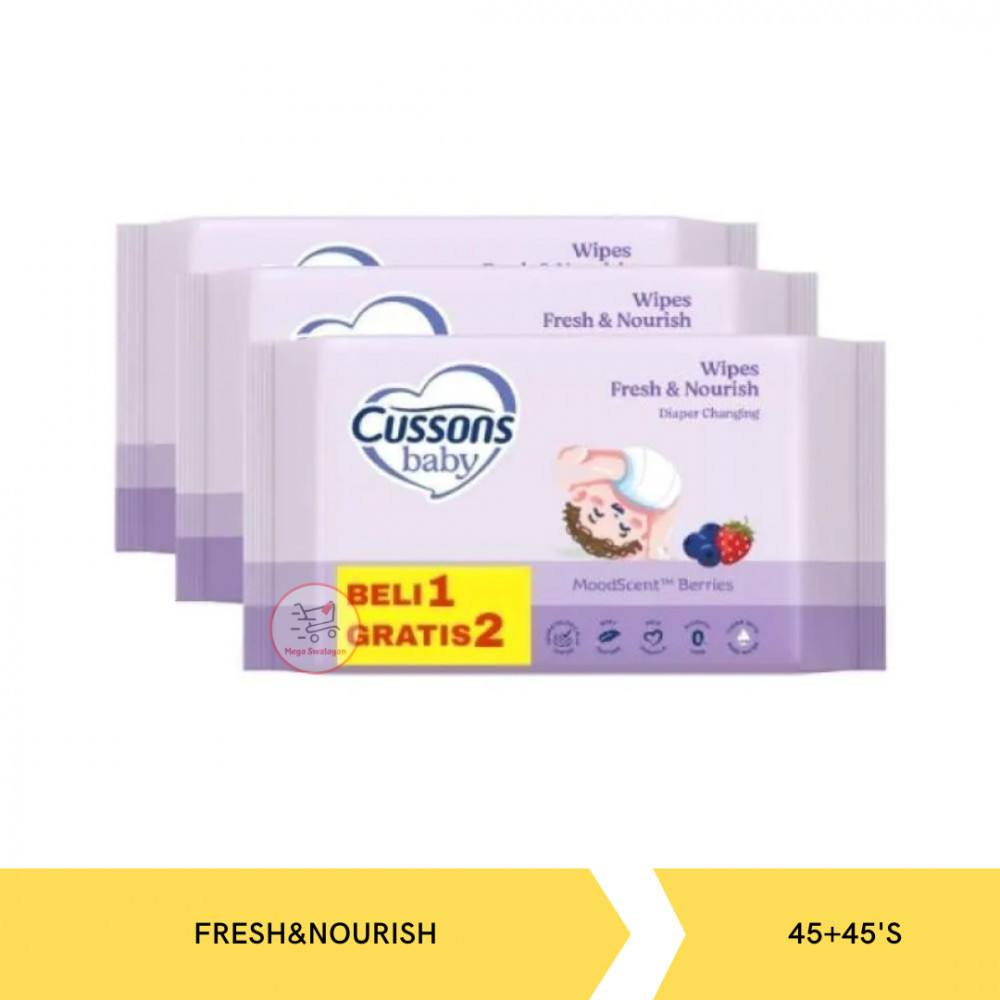 CUSSONS BABY WIPES FRESH&amp;NOURISH 45+45`S X 36